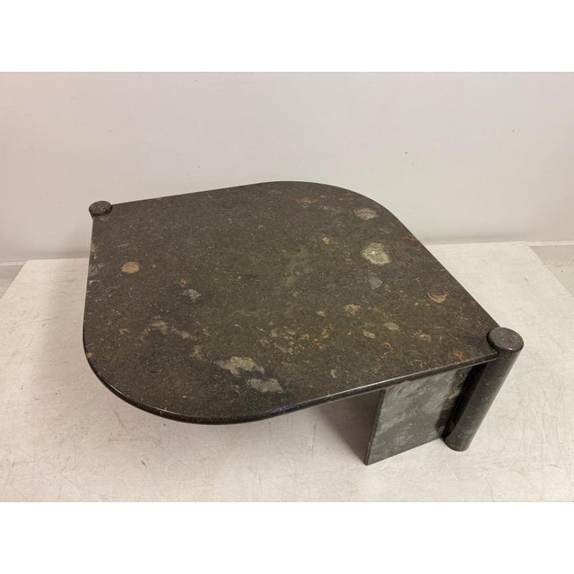 Vintage Sculptural Eye Shaped Coffee Table in Fossil Marble, 1980s For Sale - Image 13 of 15