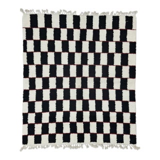 Checkered Moroccan Wool Rug - 10 X 8.2 Ft For Sale