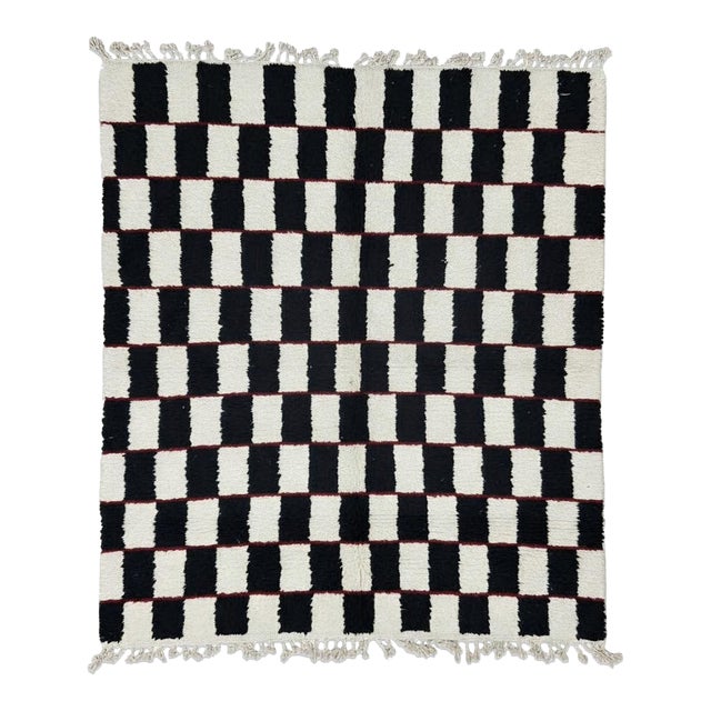 Checkered Moroccan Wool Rug - 10 X 8.2 Ft For Sale