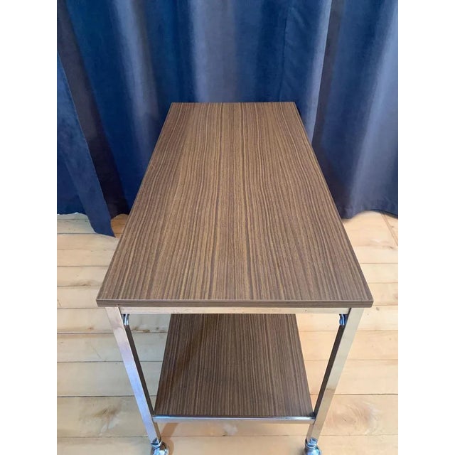 Brown Side Table on Wheels, 1960s For Sale - Image 8 of 9