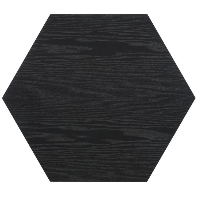 Danez Hexagon Cane Accent Table in Black / Natural For Sale In Philadelphia - Image 6 of 9