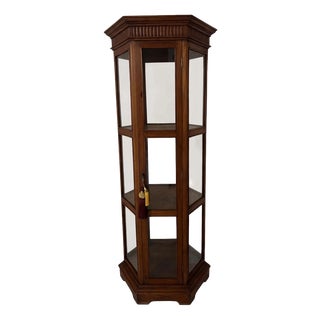 Hexagonal Teak Display Cabinet, 1900s For Sale