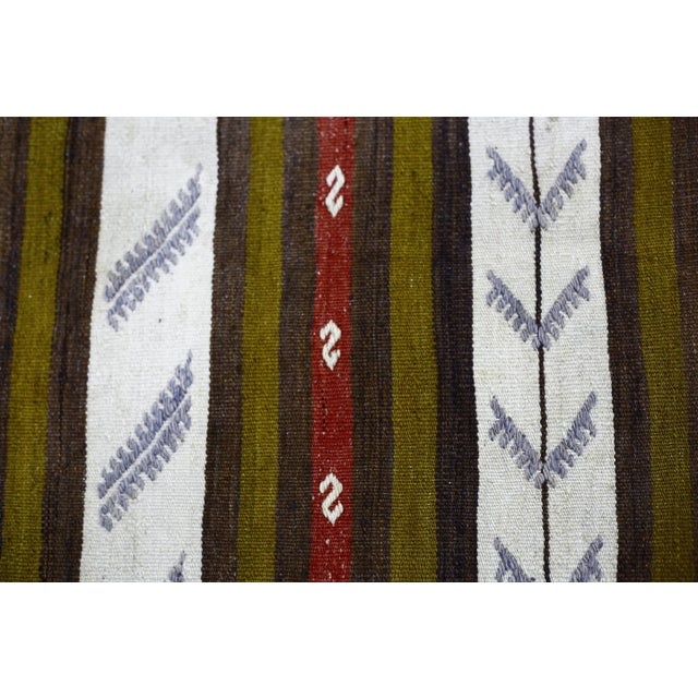 1960s Traditional Green Striped Kilim For Sale - Image 9 of 13