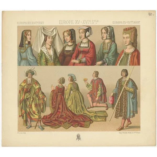 Racinet, European 15th-16th Century Costumes, Paper For Sale - Image 3 of 5