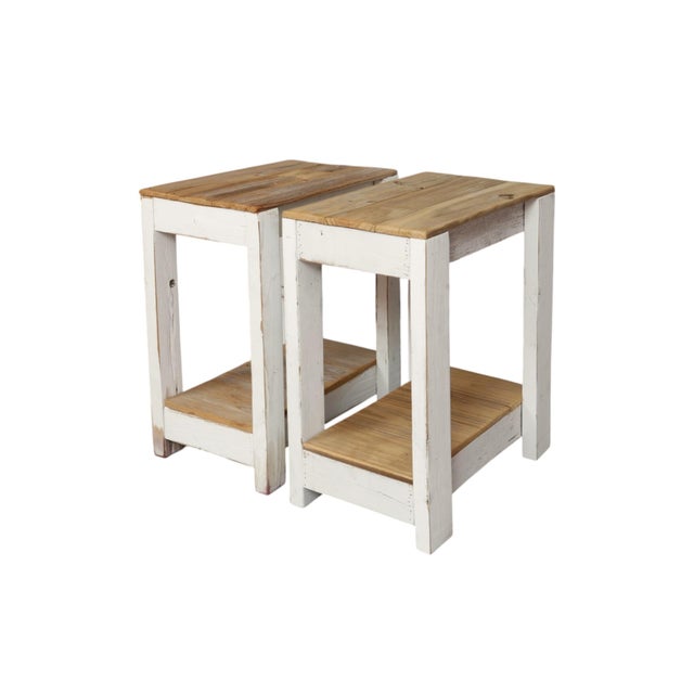 Custom Farmhouse Side Tables, a Pair For Sale - Image 4 of 9