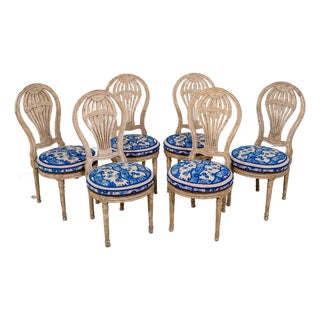 Set of 6 Vintage Louis XVI Style Balloon Back Side Chairs For Sale