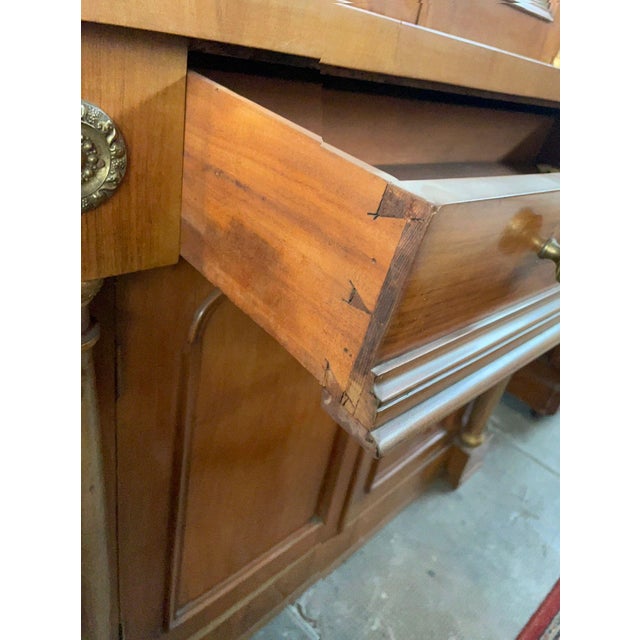 Tan Vintage Empire-Style Display Cabinet in Wood with Bronze Decorations, 1960s For Sale - Image 8 of 17