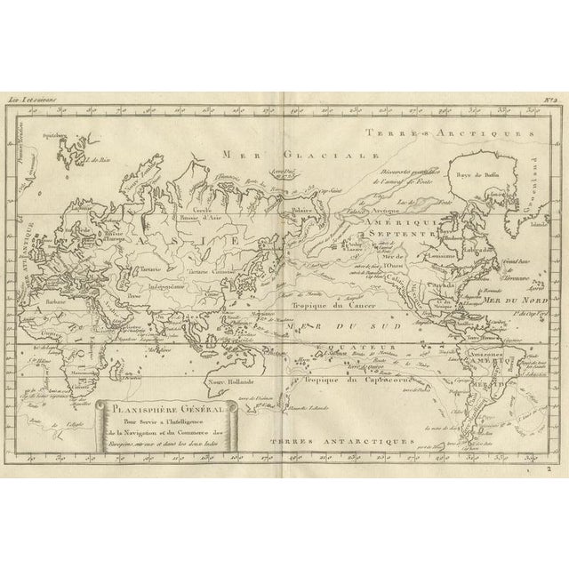 General World Planisphere for Navigation and Trade by Bonne, 1780 For Sale - Image 4 of 10