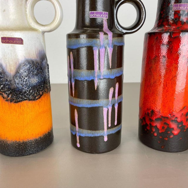 Ceramic Vintage Fat Lava Pottery Vases by Scheurich, Germany, 1970s, Set of 4 For Sale - Image 7 of 18