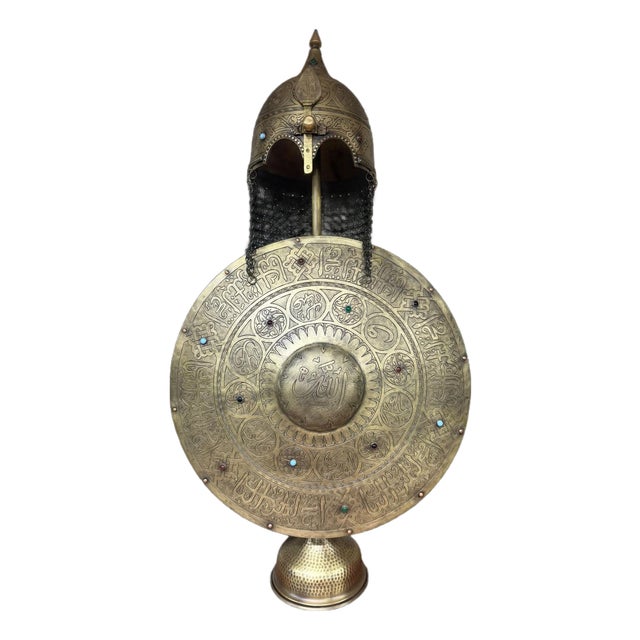 Turkish Brass Calligraphy Helmet Shield Set For Sale