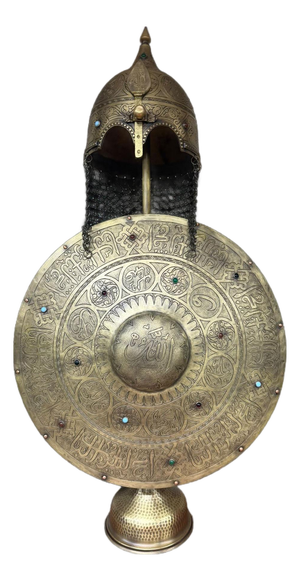Turkish Brass Calligraphy Helmet Shield Set