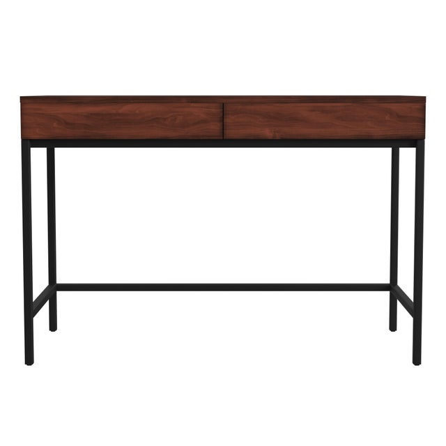 Wood Carl 45" Wood & Metal Writing Desk, Medium Brown For Sale - Image 7 of 7