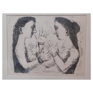 Massimo Campigli, Gioco con il filo, 1952, Lithograph For Sale