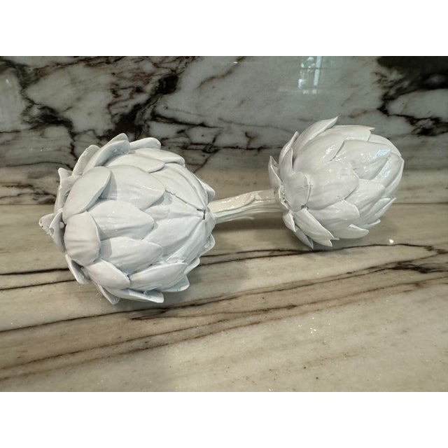 White Artichoque, Pair For Sale - Image 4 of 5