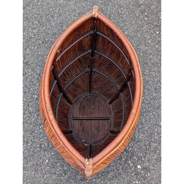 Vintage Pencil Reed Rattan Oval Lidded Basket, Coastal Organic Modern Floor Hamper For Sale In Washington DC - Image 6 of 11