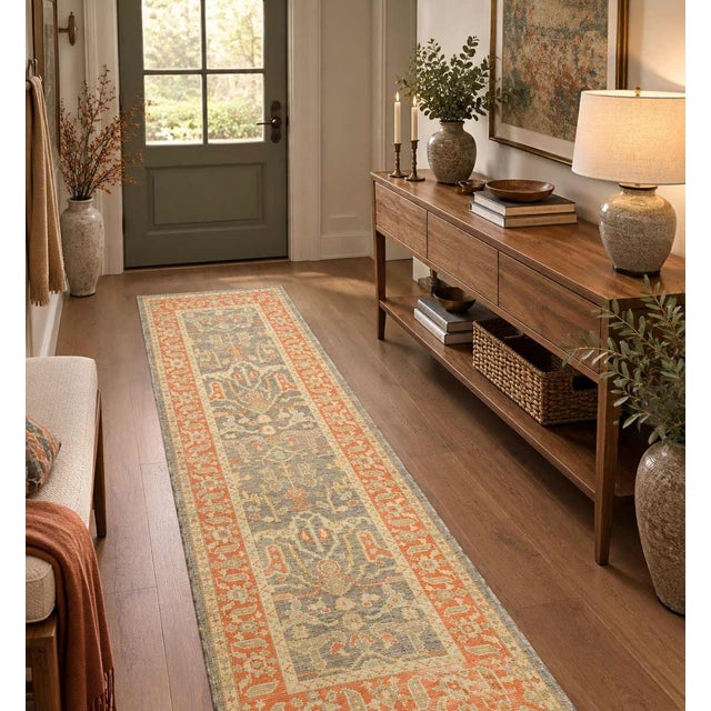 Pasargad DC Pasargad Turkish Hand Knotted Oushak Runner Rug For Sale - Image 4 of 4