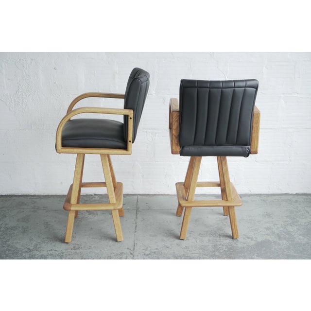 1980s Vintage Upholstered Bar Stools - a Pair For Sale - Image 4 of 5