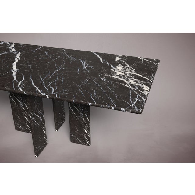 Luna Rectangular Alexander Black Marble Dining Table 76" For Sale - Image 4 of 5