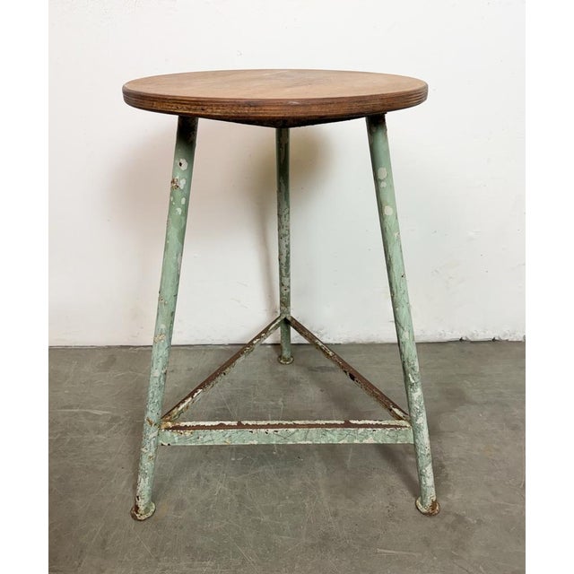 Industrial Green Workshop Stool, 1960s For Sale - Image 14 of 15