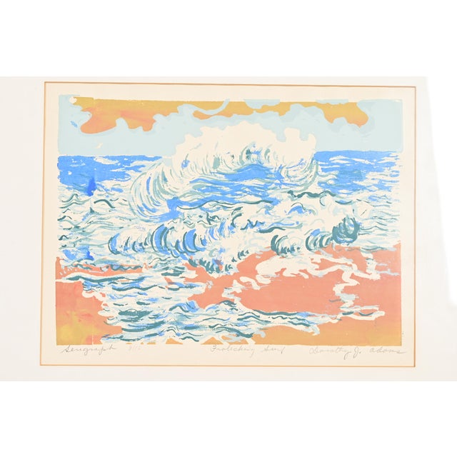 Late 20th Century Dorothy J. Adams Original Signed "Frolicking Surf" Framed Serigraph For Sale - Image 5 of 10