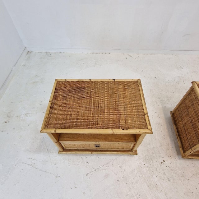 Bamboo and Rattan Bedside Tables Nightstands from Dal Vera, Italy, 1970s, Set of 2 For Sale - Image 15 of 18