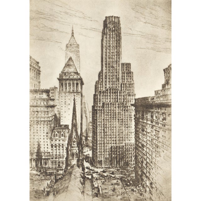 Limited edition (572/2050) copper plate intaglio etching from "New York in Etchings" by Anton Schutz. Printed by the...
