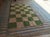 Textile Handmade Woolen Flat Weave Rug, Moss Green and White Checker Board Dhurrie - 5'x8' For Sale - Image 7 of 12