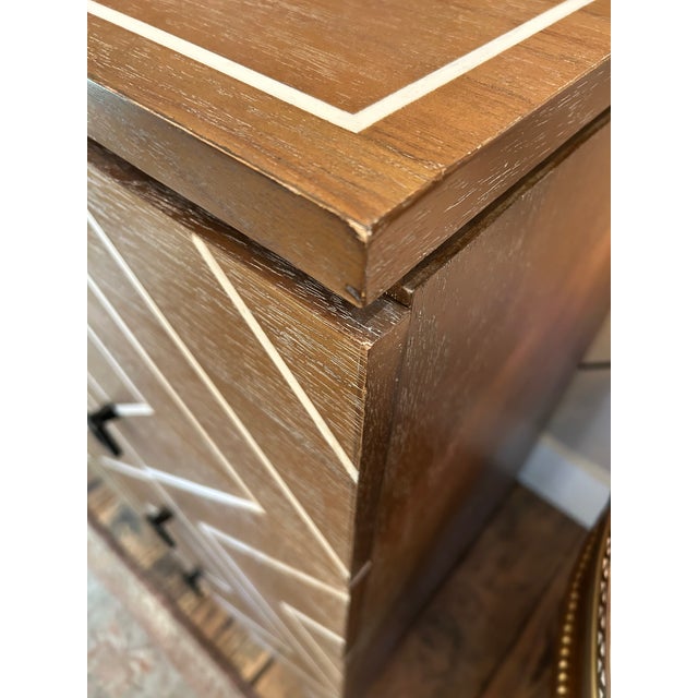 Wood Cerused Wood and Inlaid Geometric Pattern Chest of Drawers For Sale - Image 7 of 13