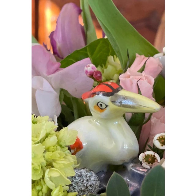 Blue Porcelain Flower Frogs With Tropical Birds, Set of 3 For Sale - Image 8 of 10