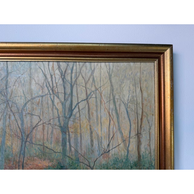 1970’s Dorothy v. Riley “Tranquil Autumn Scene” Woodland Landscape Oil Painting, Wood Frame For Sale In Miami - Image 6 of 12