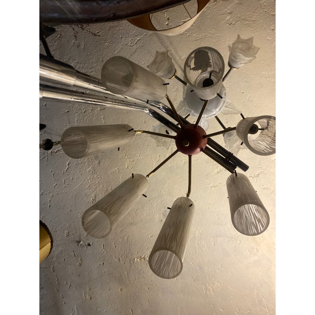 Mid-Century Modern Hanging Lamp in Brass and Glass, 1950s For Sale - Image 16 of 18