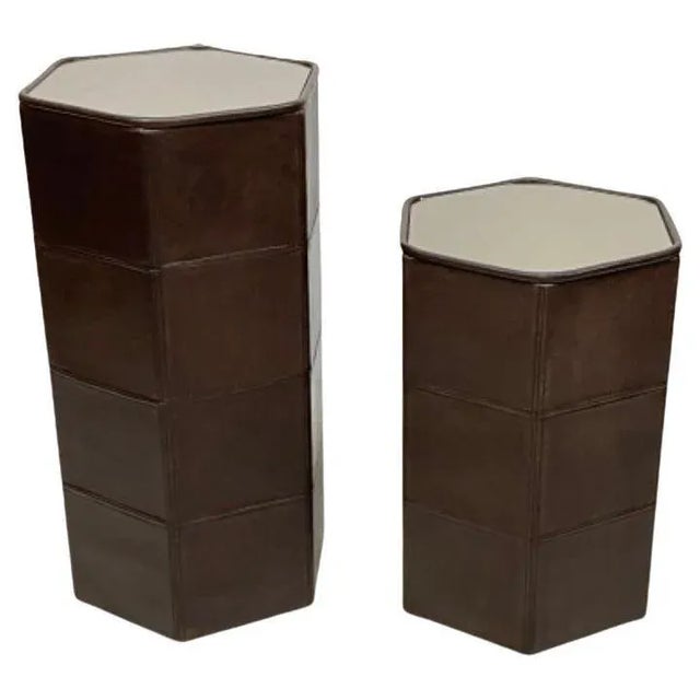 1970s Brown Stitched Leather Side Tables from De Sede, Set of 2 For Sale - Image 5 of 5