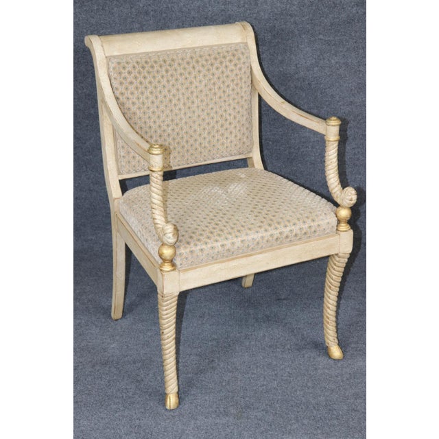 Pair Hollywood Regency Style Painted and Gilt Armchairs by William Switzer For Sale - Image 13 of 16