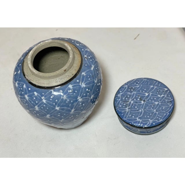 Abstract Rare Antique 19th Century Enameled Middle Eastern Lidded Opium Pottery Jar Pot For Sale - Image 3 of 16