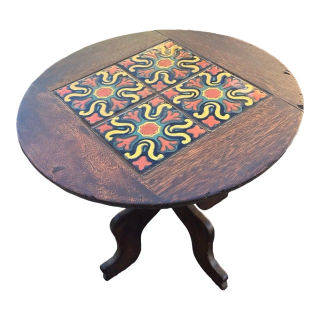 1940s California Tile Top Table For Sale