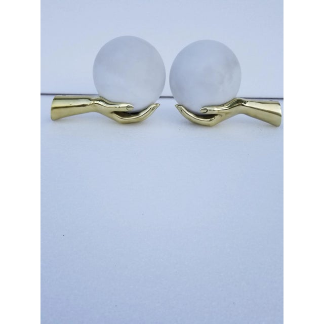 Mid-Century Modern Maison Arlus Hand Sconces - a Pair For Sale - Image 3 of 8