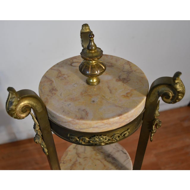 Antique Late 19th French XVI Marble Bronze Étagère / Pedestal Stand 4 Tiers For Sale - Image 14 of 18