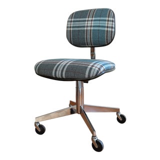 Vintage Steelcase Plaid Desk Chair For Sale