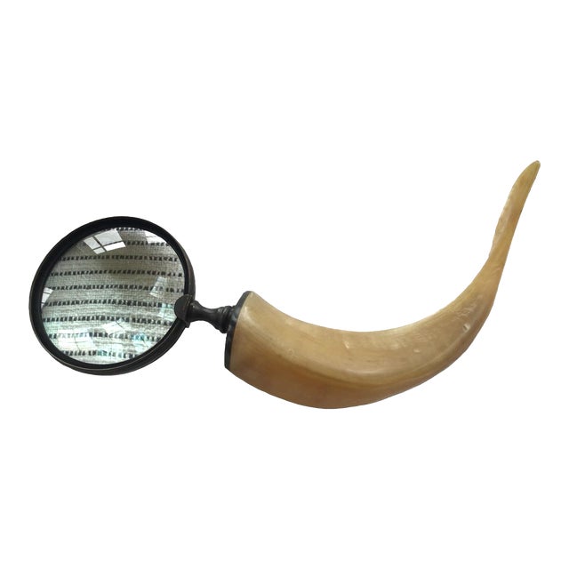 Vintage Magnifying Glass With Faux Horn Handle For Sale