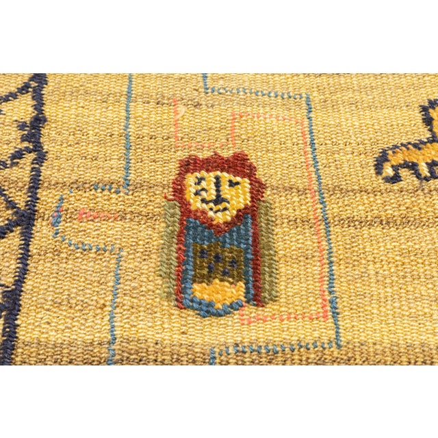 Yellow Antique Handwoven Gabbeh Palas Textile Art For Sale - Image 8 of 10