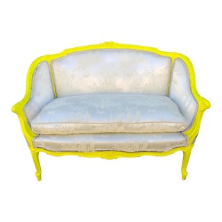 Vintage French Louis Xv Citrine Quartz Petite Settee For Sale