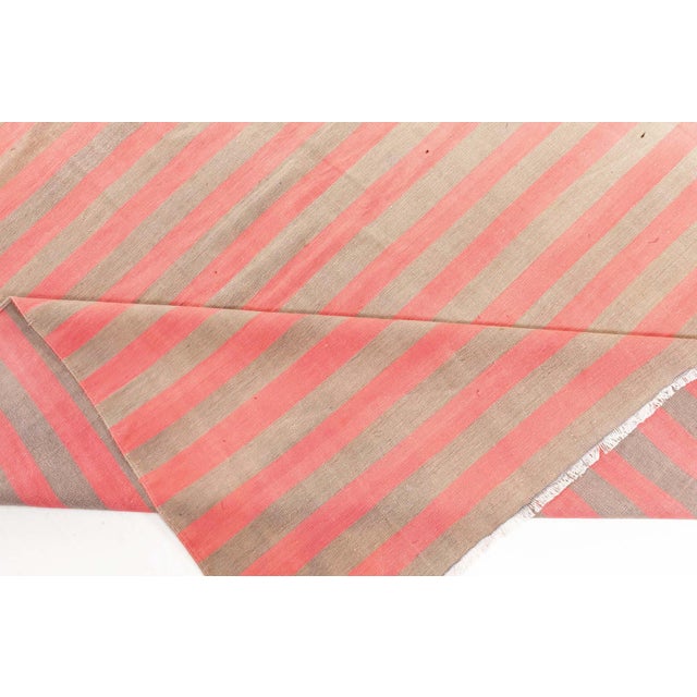 Textile Doris Leslie Blau Vintage Indian Dhurrie Striped Rug For Sale - Image 7 of 8