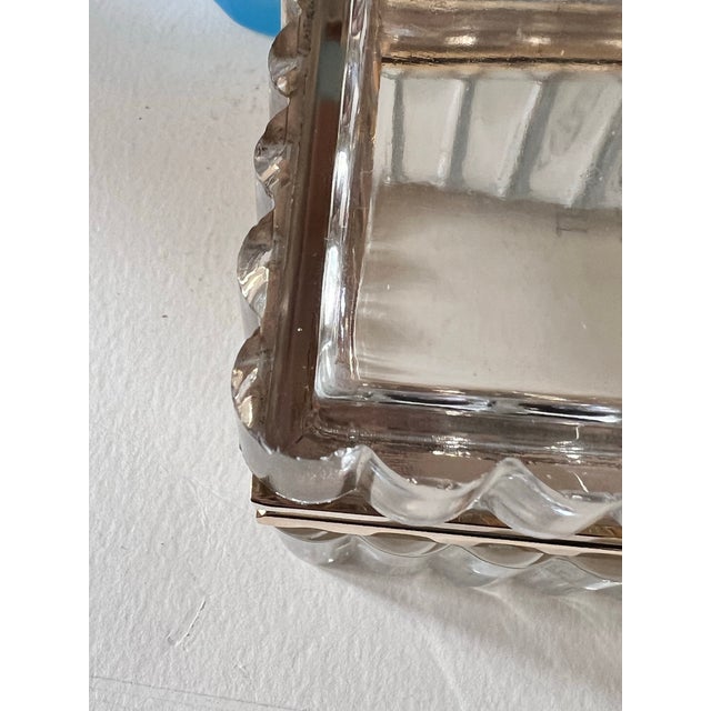 Vintage Clear Glass Casket Box With Scalloped Sides and Smooth Mounts For Sale - Image 9 of 9