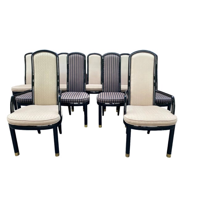 Late 20th Century Late 20th Century Henredon Black Lacquered Dining Chairs - Scene III Collection - Set of 10 For Sale - Image 5 of 10