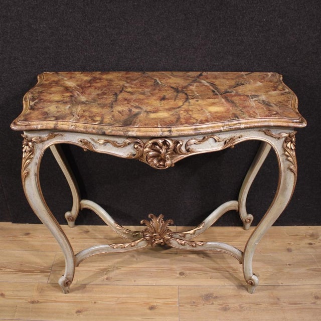 French Lacquered Console in Louis XV Style, 1950s For Sale - Image 3 of 13