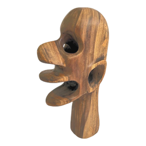 Vintage Abstract Modern Wooden Head Bust Sculpture