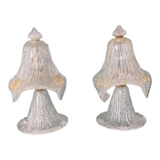 Vintage Pair Venetian Glass Vanity Table Lamps For Sale