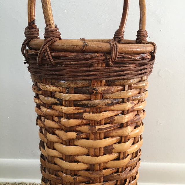 Vintage Woven Wicker Umbrella Basket Chairish