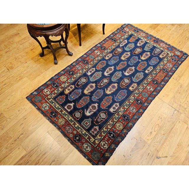19th Century Caucasian Kazak Rug, Handwoven Wool, Allover Paisley Design, 4' x 7' For Sale - Image 4 of 15