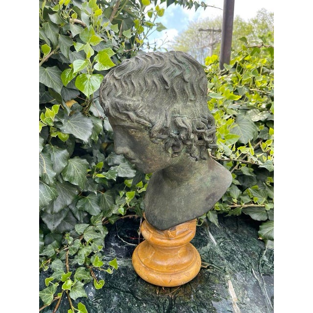 Green Grand Tour Bronze and Marble Bust of a Youth For Sale - Image 8 of 12